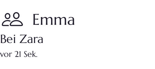 Aktuelles Kydly-Sperrbildschirm-Widget: Emma, bei Zara, mit Zeitpunkt der letzten Aktualisierung; Beispieldaten